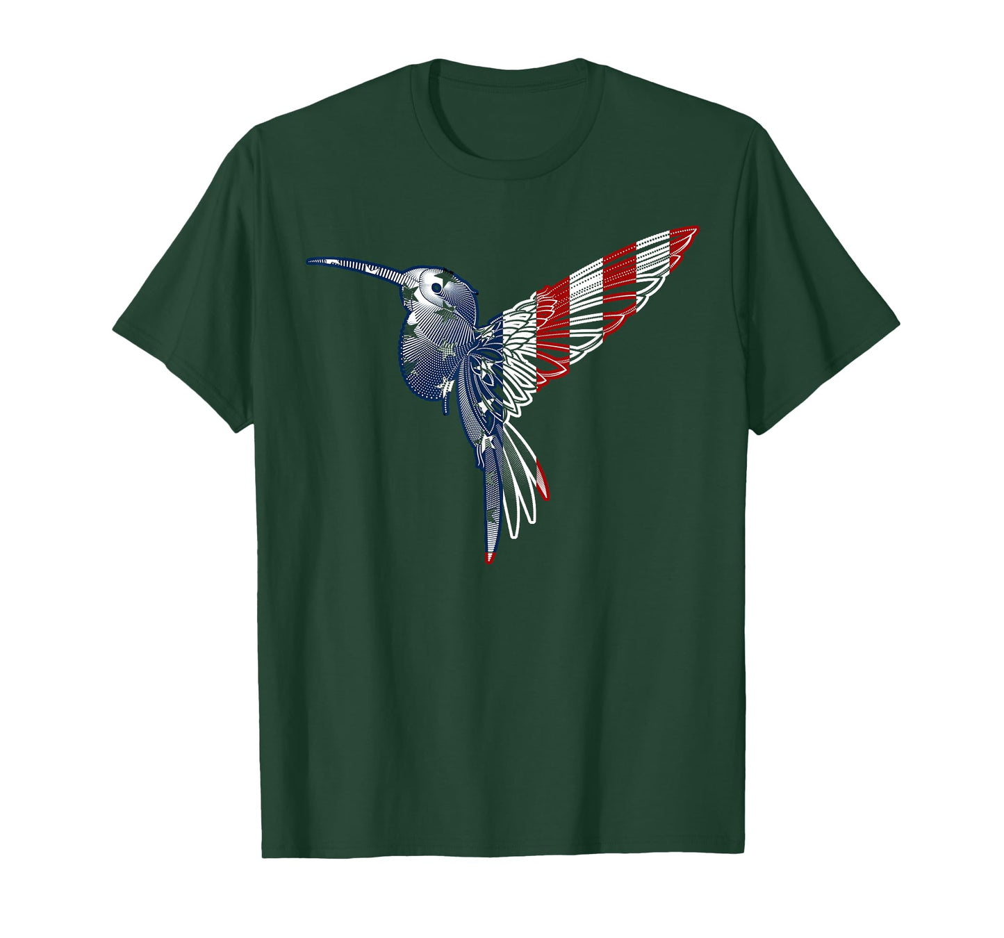 USA American Flag Dot Art Cute Bird Hummingbird 4th of July T-Shirt