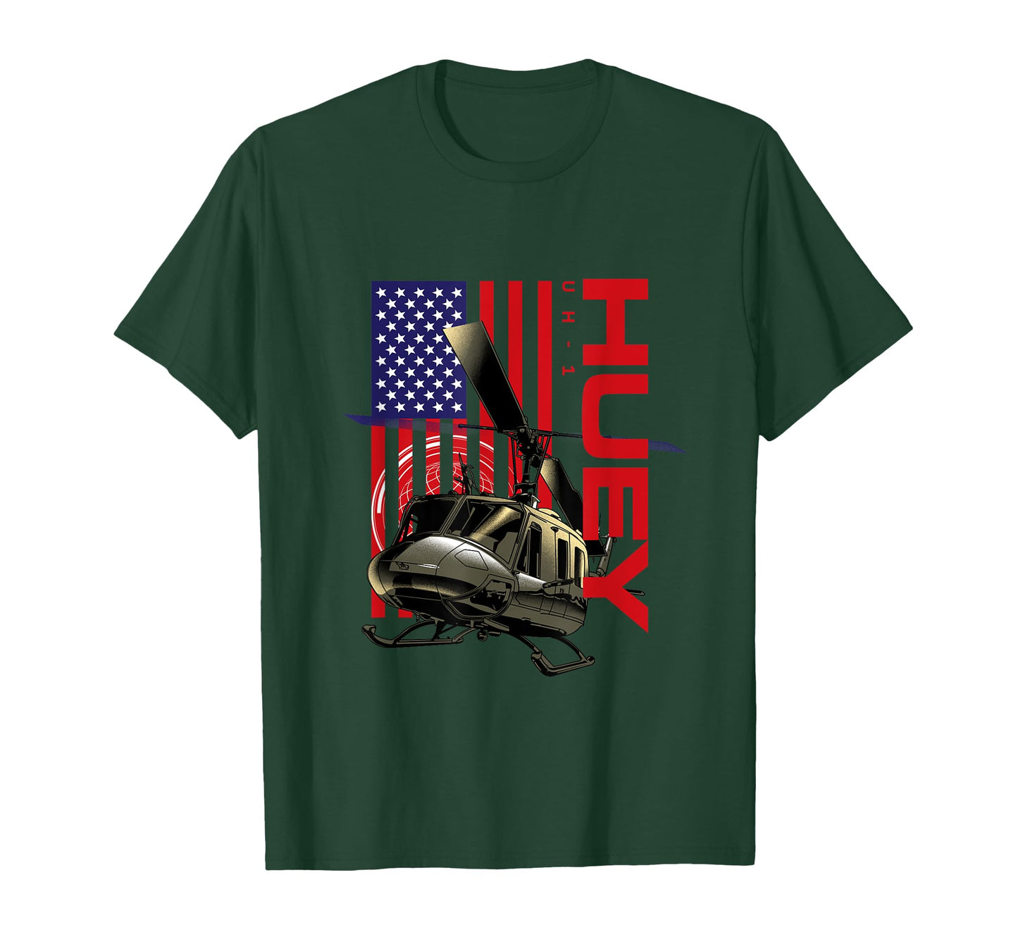 The Warbird Collection Huey Military Helicopter T-Shirt - Men's Black Classic Fit Short Sleeve