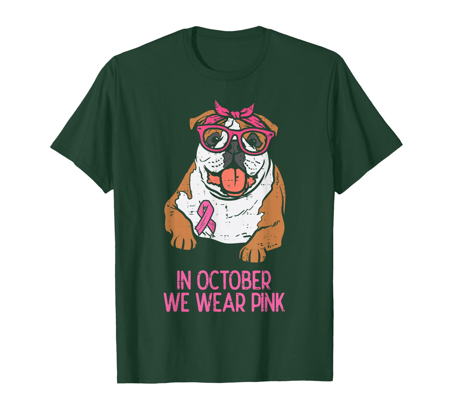 October We Wear Pink English Bulldog Breast Cancer Awareness T-Shirt