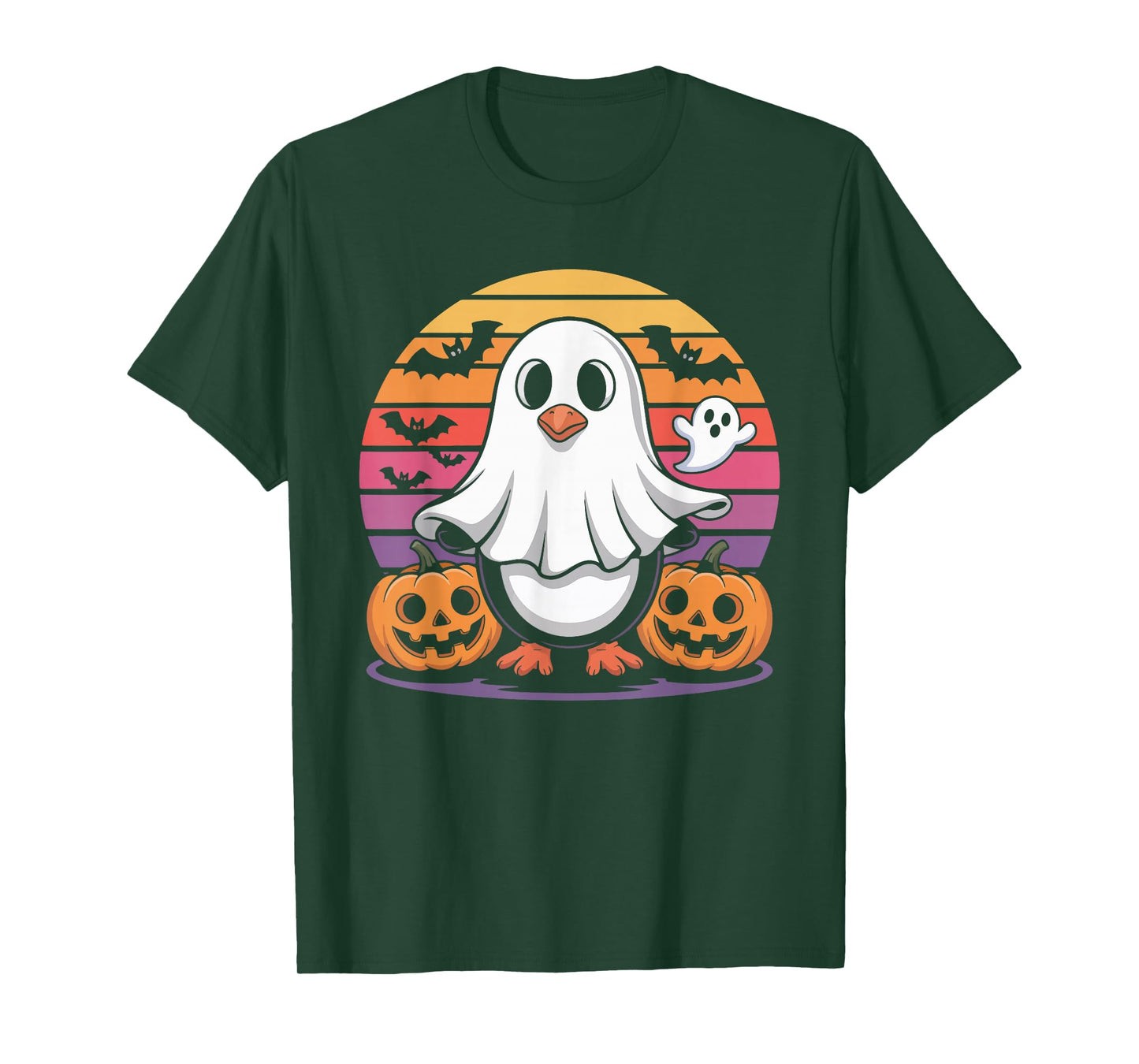 Cute Penguin Ghost Halloween Pumpkin Fun T-Shirt
