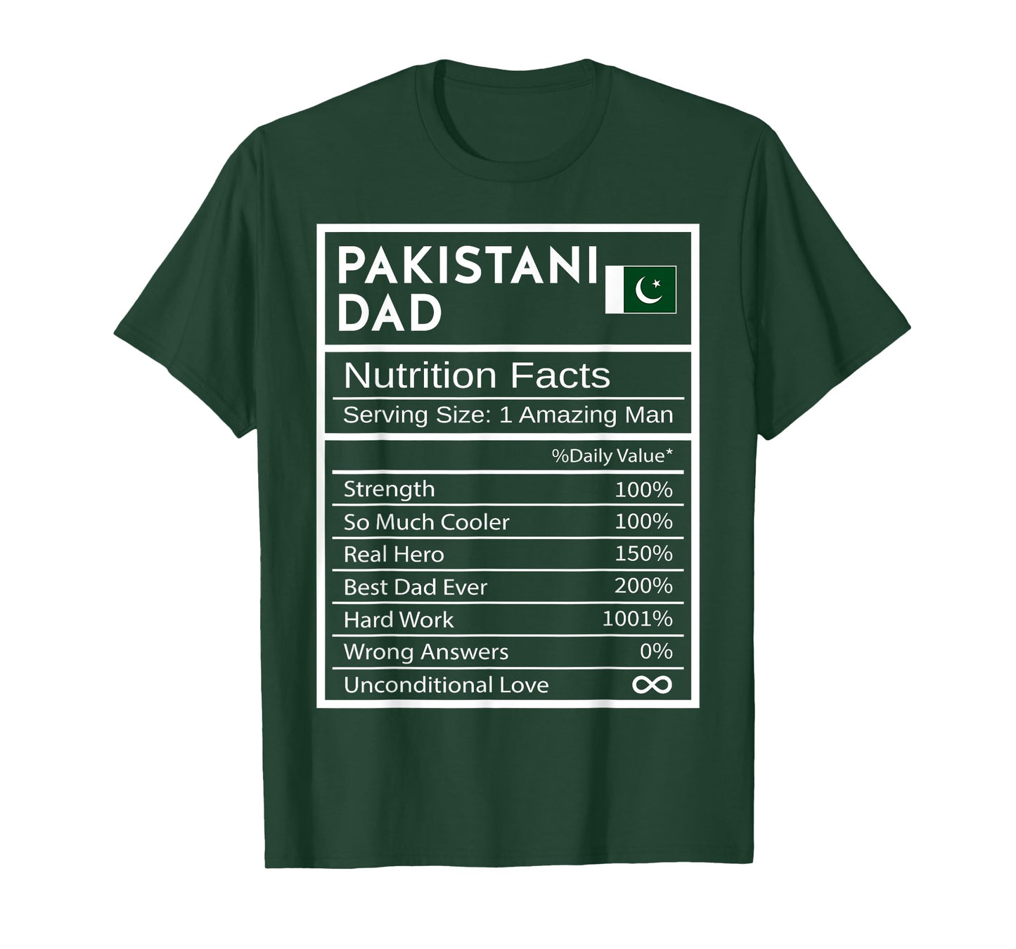 Pakistani Dad Nutrition Facts National Pride Gift For Dad T-Shirt