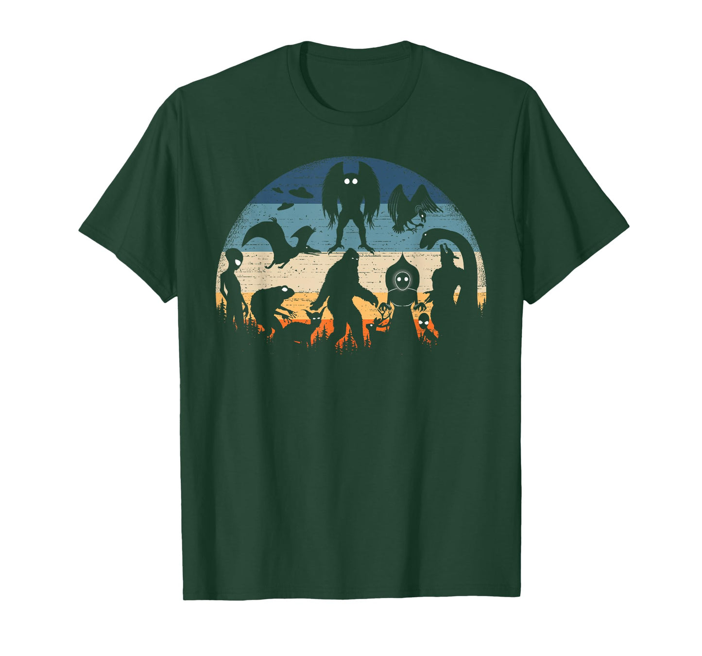 Bigfoot Loch Ness Monster Mothman And Aliens Vintage Cryptid T-Shirt