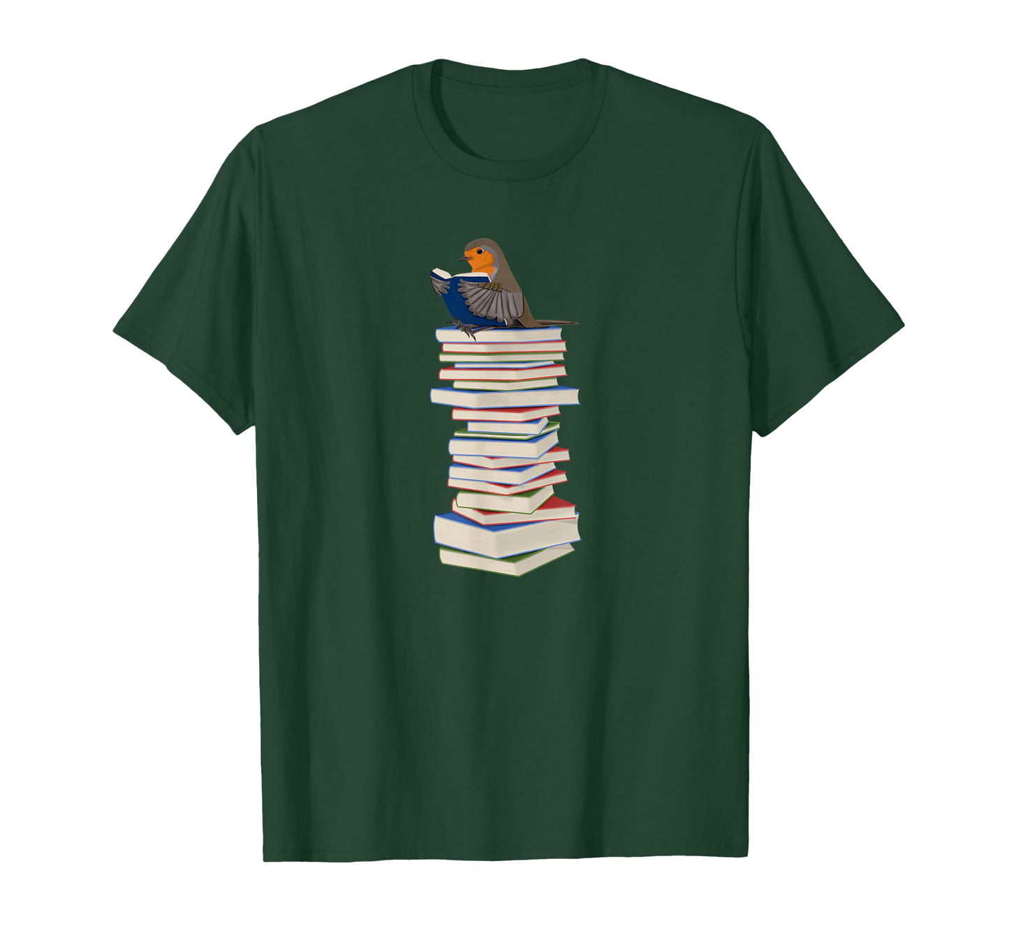 Robin Bird Reads Books Funny Garden Backyard Birds T-Shirt