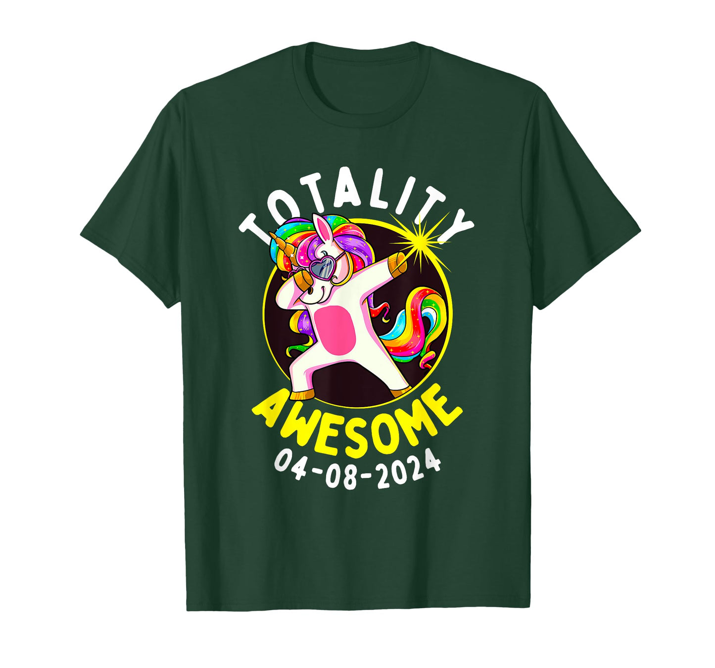 Solar Eclipse Totality Awesome 04-08-2024 Dabbing Unicorn T-Shirt