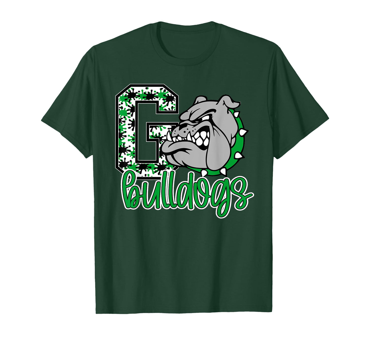 Go Bulldogs Green Bulldog Pride School Spirit Mascot Bulldog Men Women Kids T-Shirt