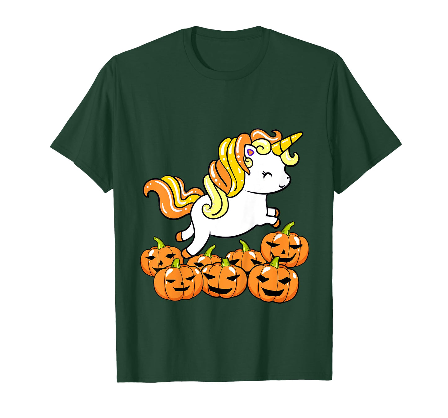 Kids Girls Unicorn Halloween Jack O Lantern Pumpkin Toddler T-Shirt