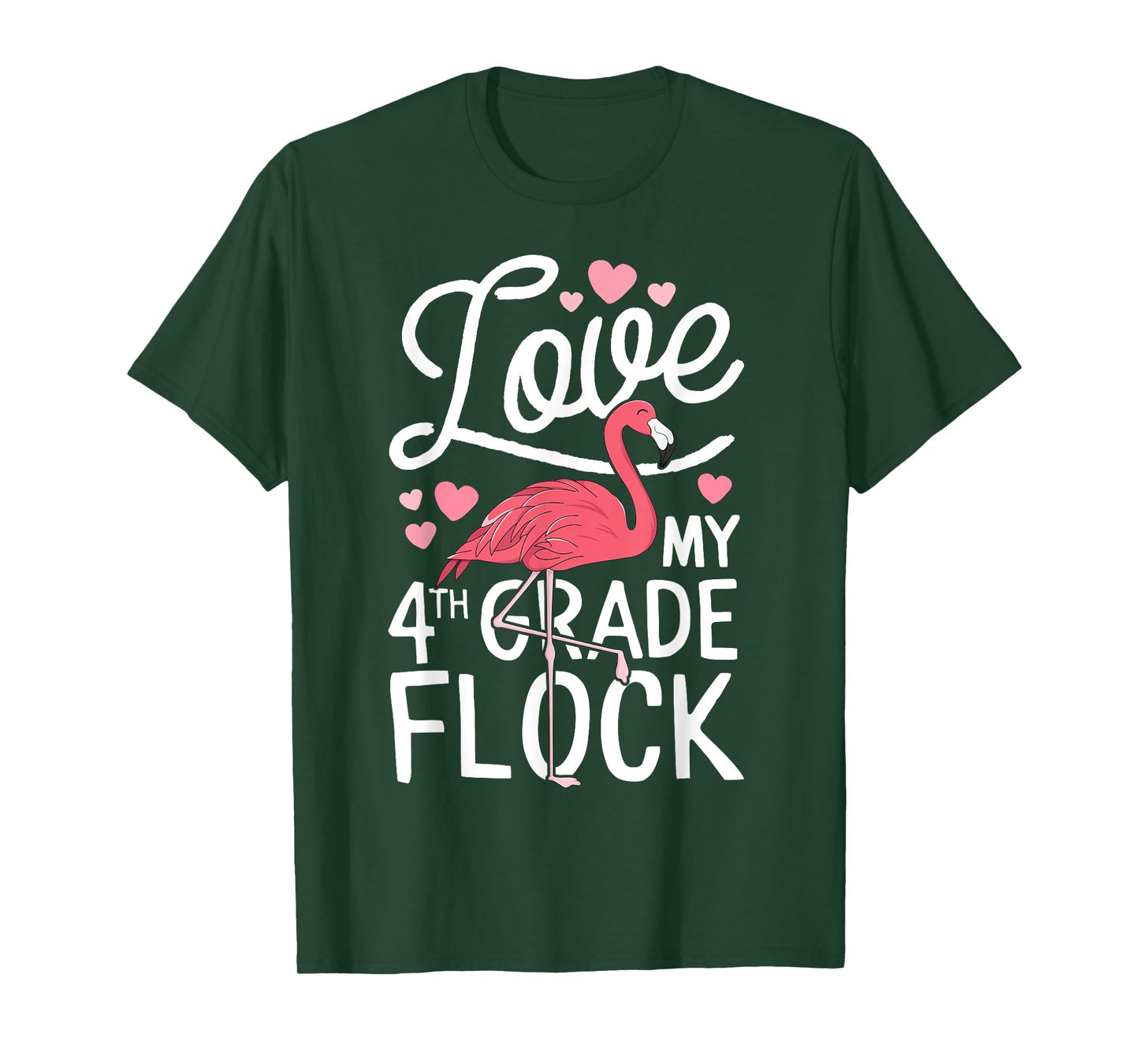 Love My 4th Grade Flock Flamingo Teacher Elementary Gift T-Shirt