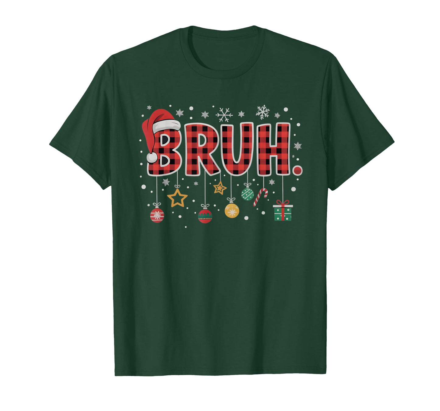 Bruh Christmas Red Plaid Teens Boys Kids Xmas Pajamas Gifts T-Shirt