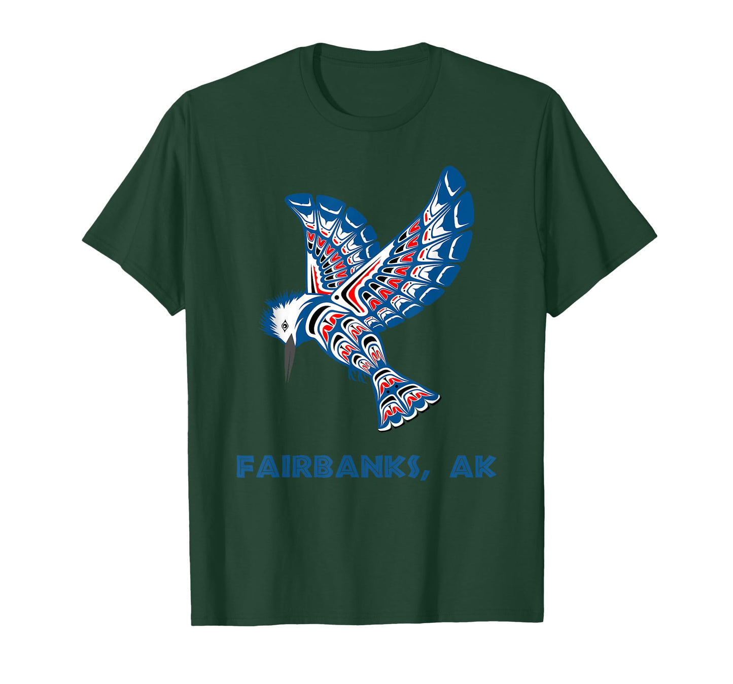Fairbanks Alaska Kingfisher Native American Indian Bird Art T-Shirt