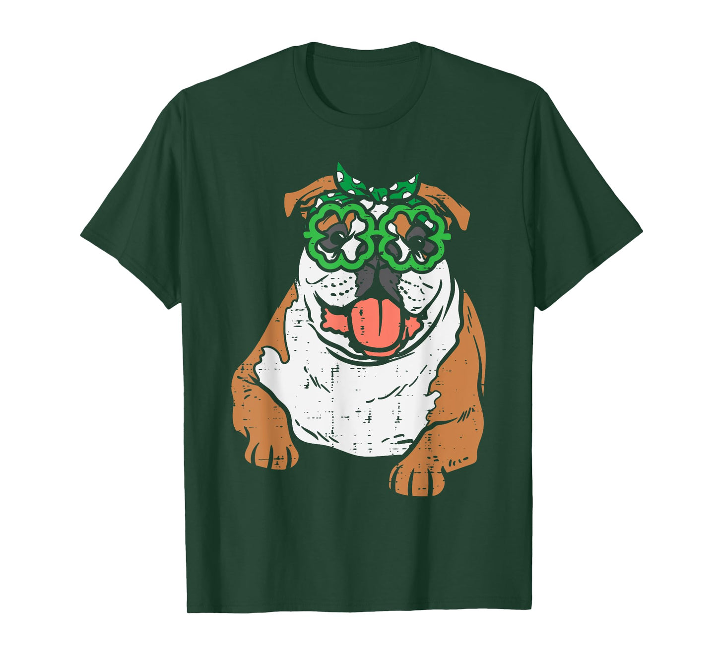 English Bulldog Shamrock Glasses St Patricks Day Dog Gift T-Shirt for Men Women Kids