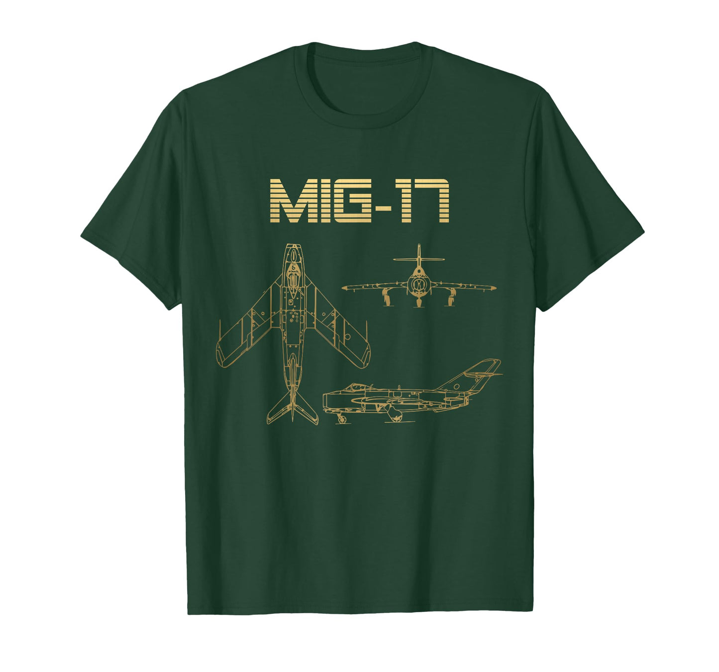 Mig-17 Soviet Plane Warbird Blueprint Schematics Diagram T-Shirt