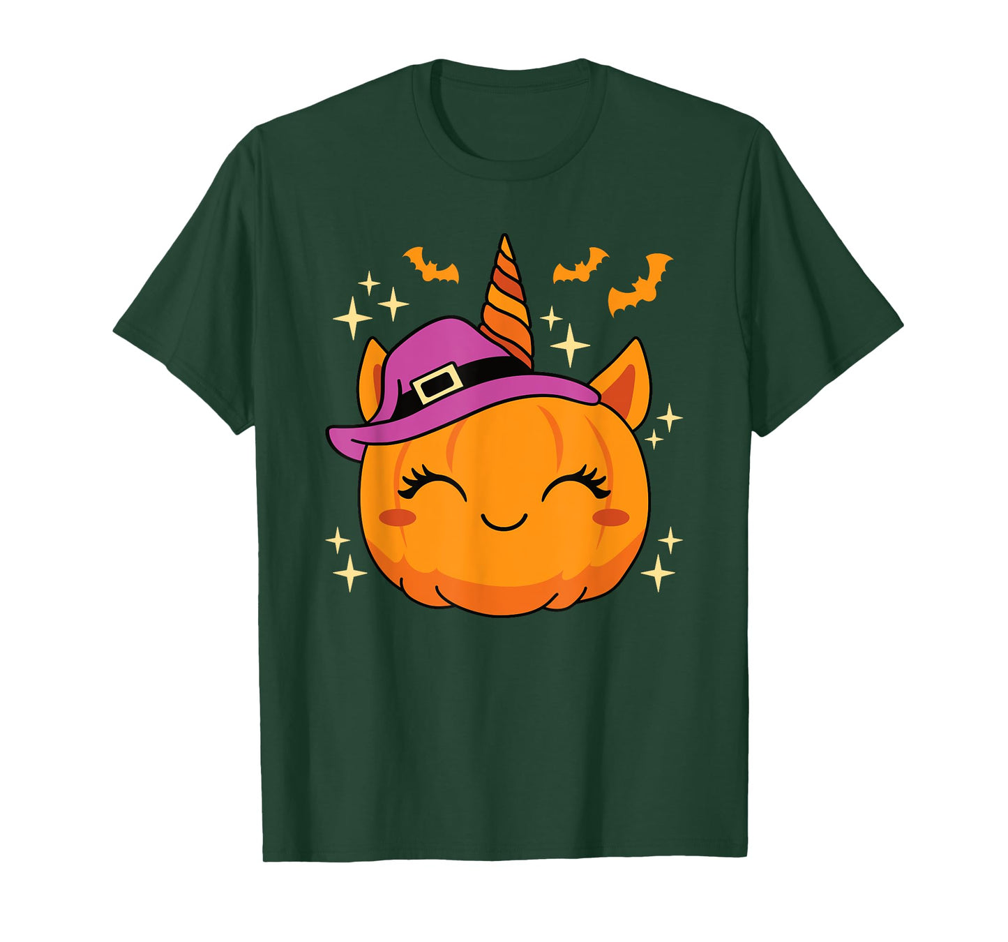 Cute Halloween Unicorn Pumpkin Women Girls Kids T-Shirt