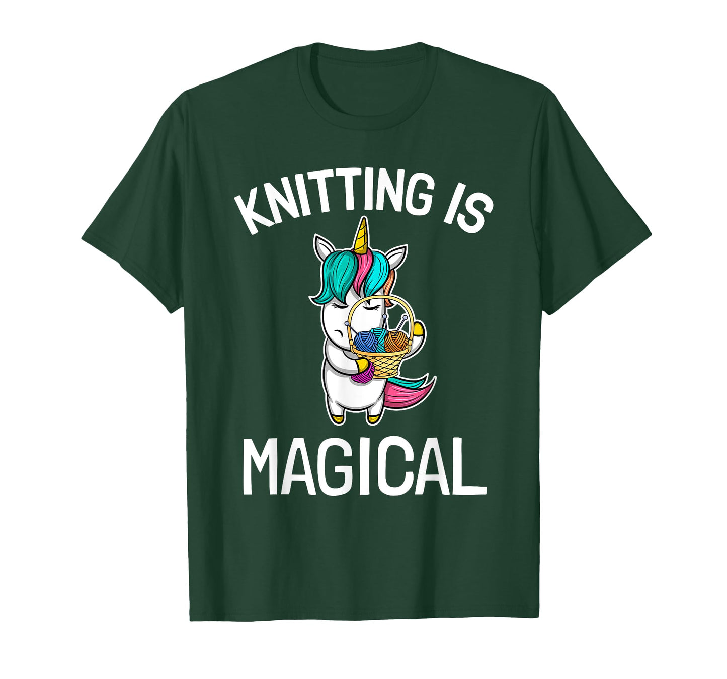 Top Knitting Saying Knitting Needles Hobby Wool Unicorn Magic T-Shirt