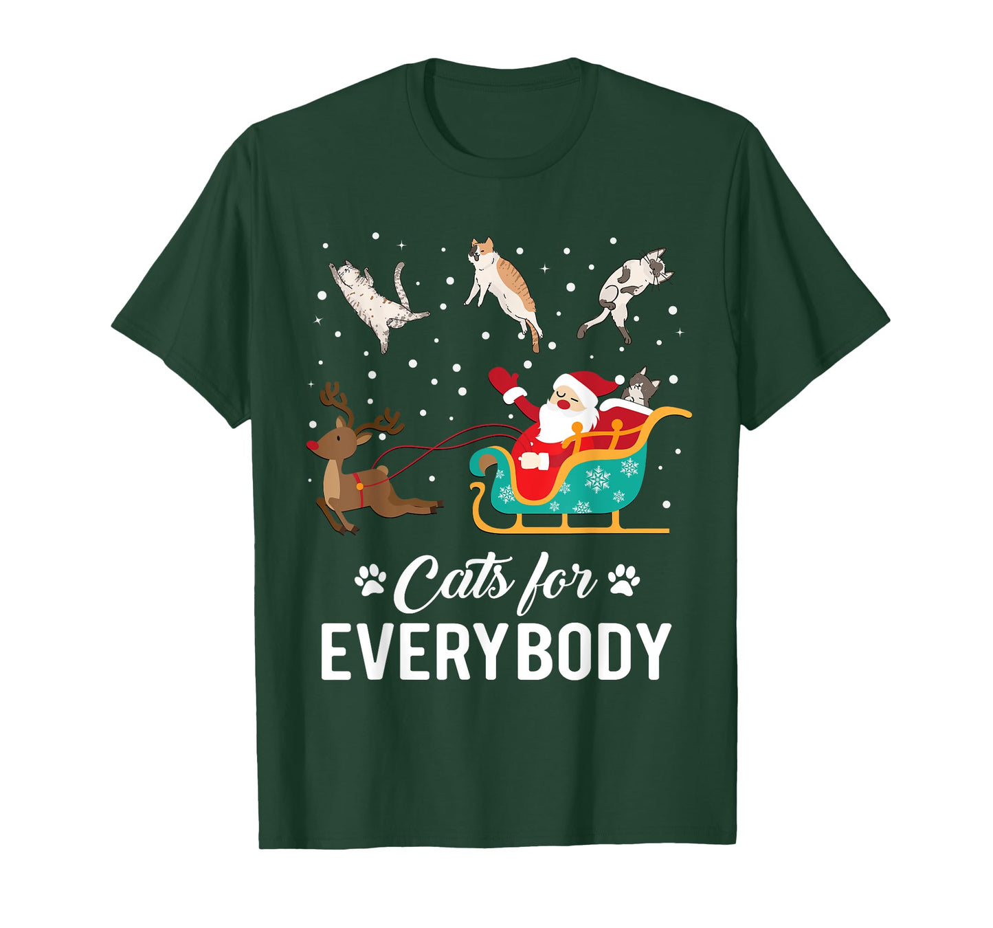 Cats For Everybody Christmas Cat Funny Xmas Santa Men Women T-Shirt
