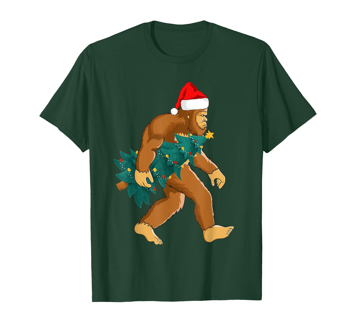 Funny Bigfoot Design, Sasquatch Hiking Trip Christmas Tree T-Shirt