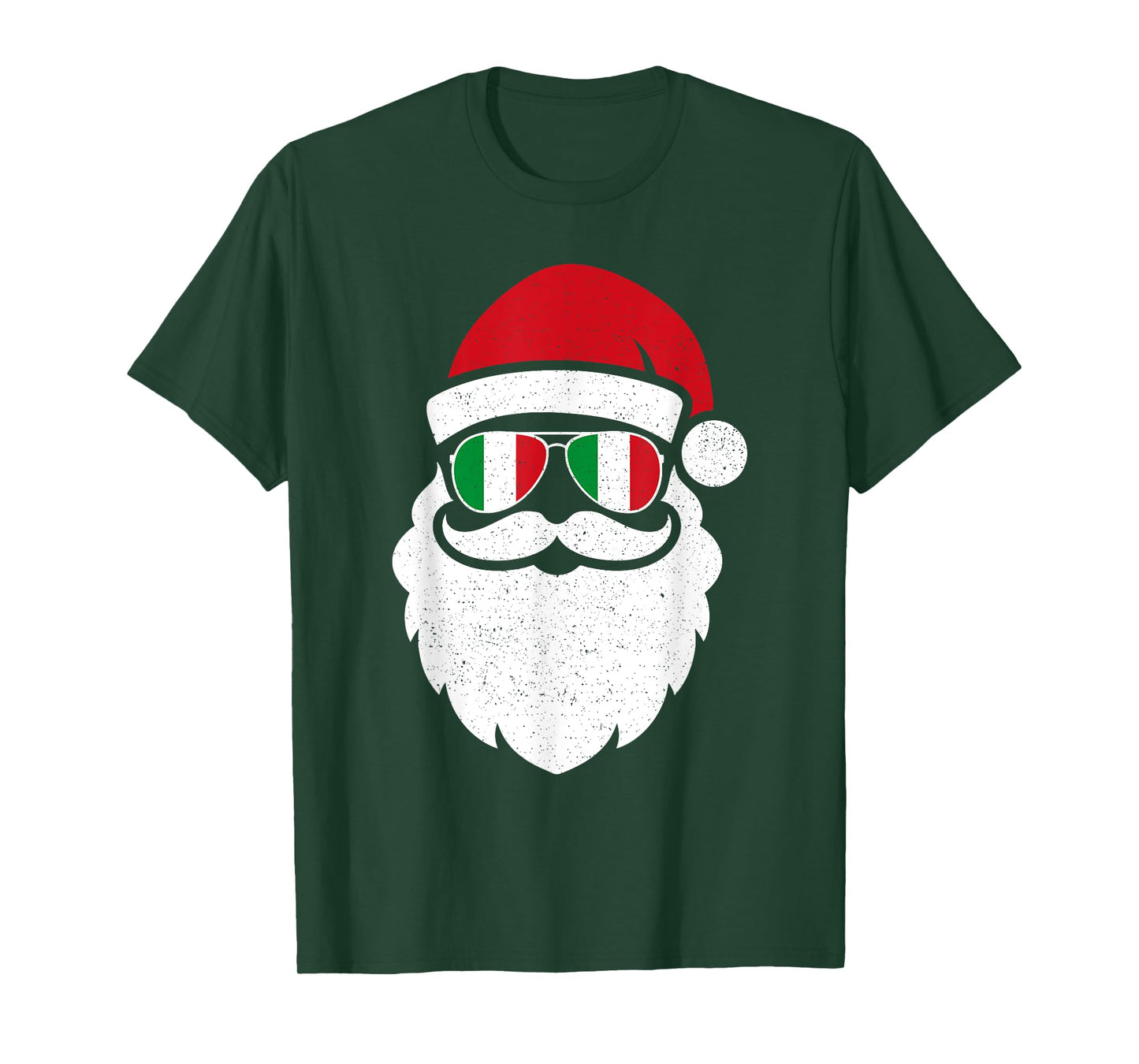 Funny Santa In Italy Flag Glasses Christmas Pajama Fun Xmas T-Shirt