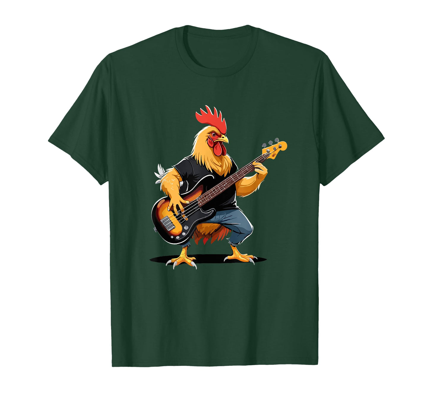 Chicken playing Bass Guitar, Chicken Guitarist T-Shirt