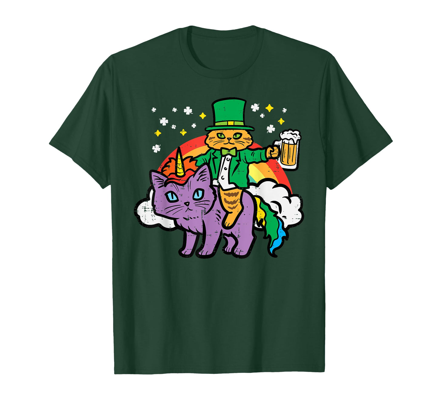 St Patricks Day Cat Leprechaun Unicorn Saint Pattys Women T-Shirt