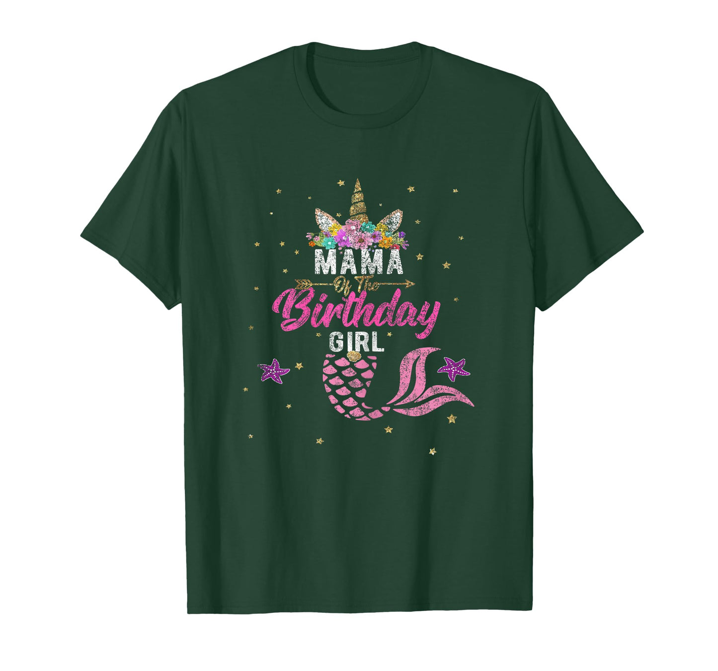 Mama of Birthday Girl Unicorn Shirt Mermaid Mom Tee Gift T-Shirt