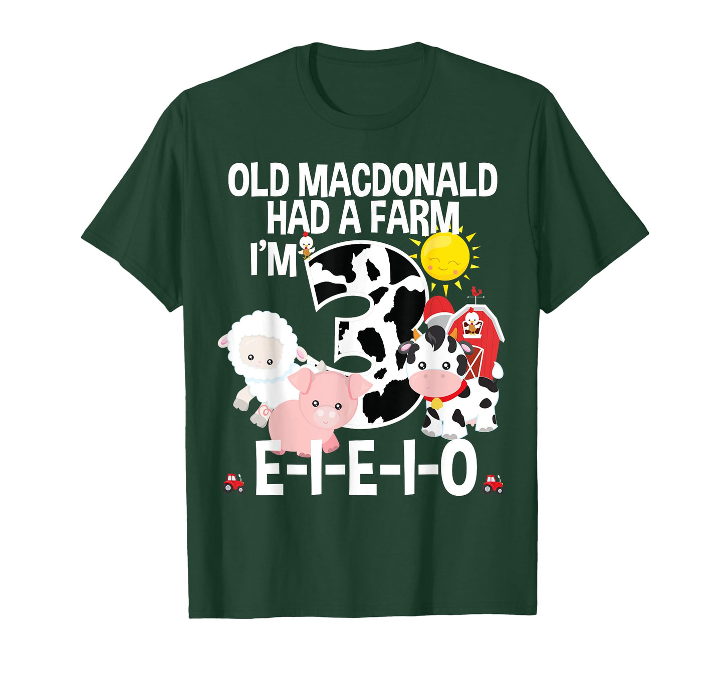 Toddler Kids Old MacDonald 3rd Birthday Party Nursery Song T-Shirt