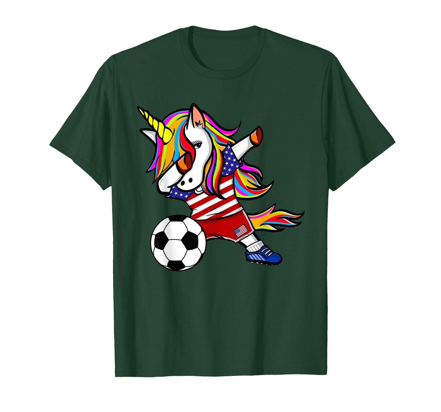 Dabbing Unicorn United States Football American Flag Soccer T-Shirt