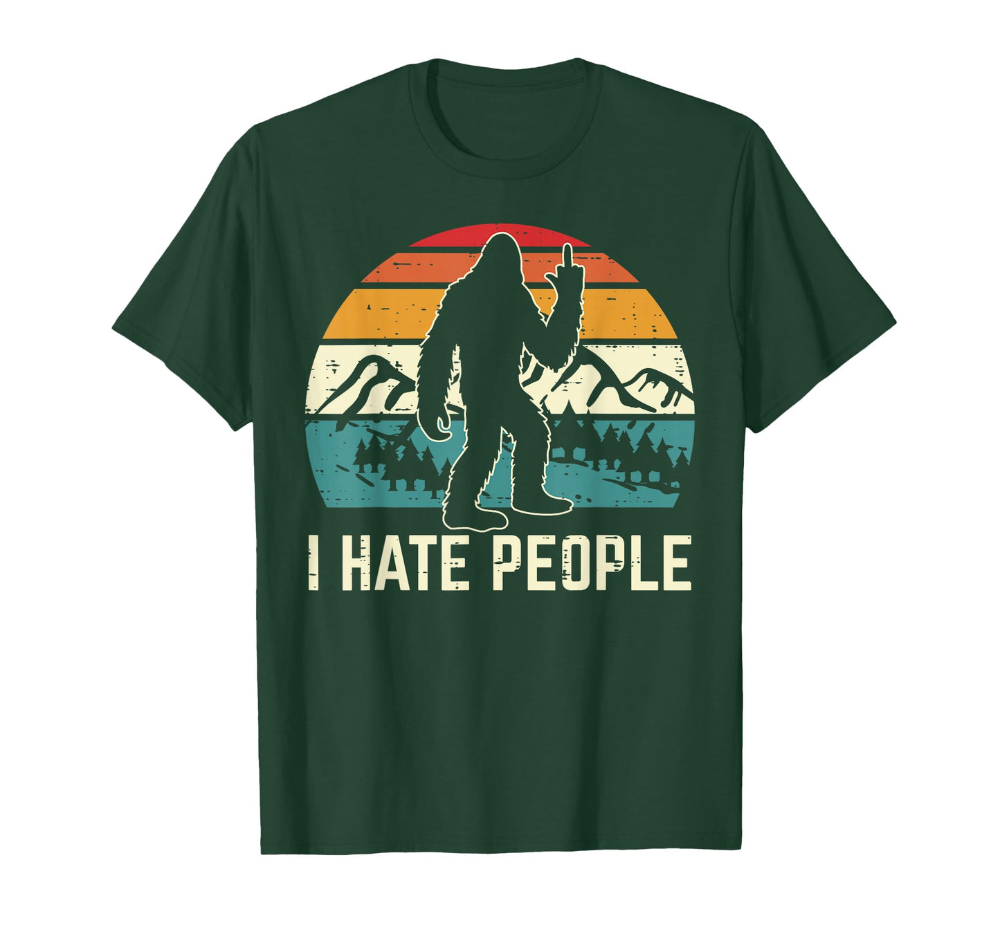 Bigfoot Sasquatch I Hate People Middle Finger Men Women T-Shirt