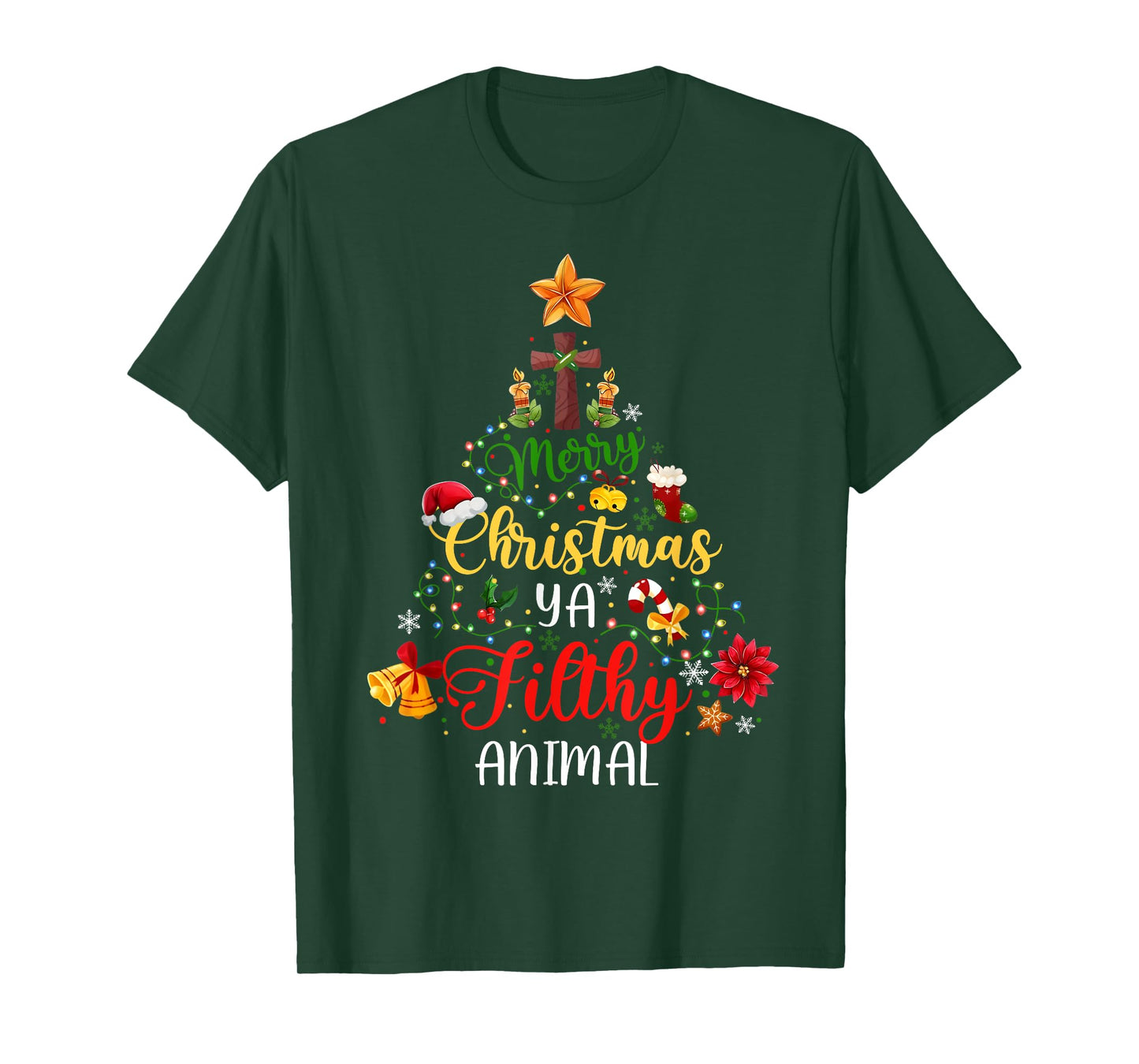 Merry Christmas Animal Filthy Ya Funny Xmas Family Pajama T-Shirt