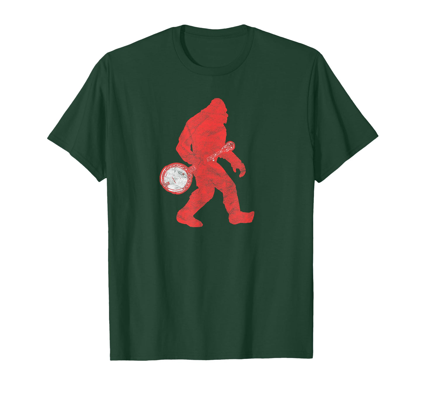 Bigfoot & Banjo - Sasquatch Silhouette Retro Bluegrass T-Shirt