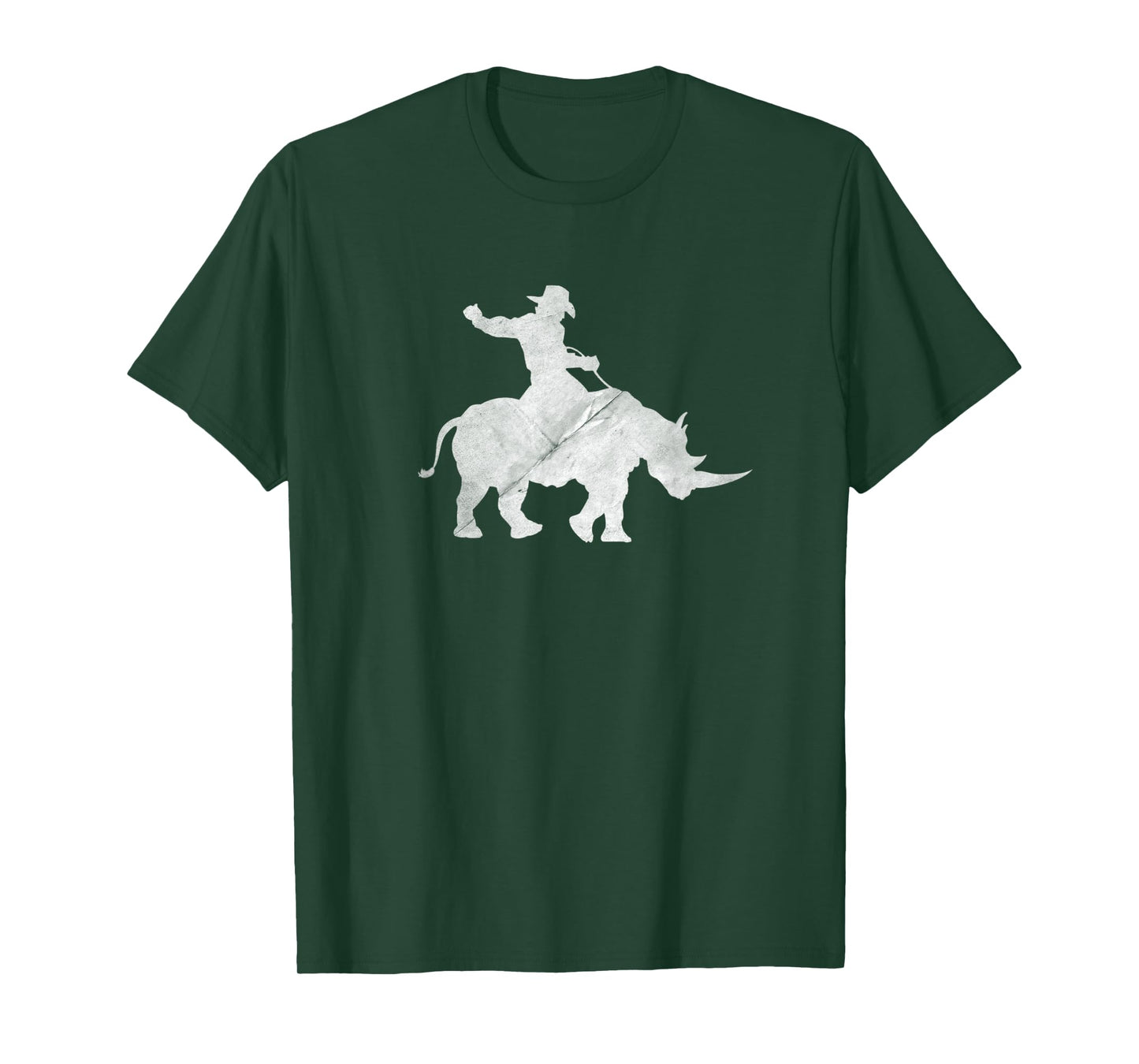 Cowboy Riding a Rhinoceros Rino Distressed T-Shirt