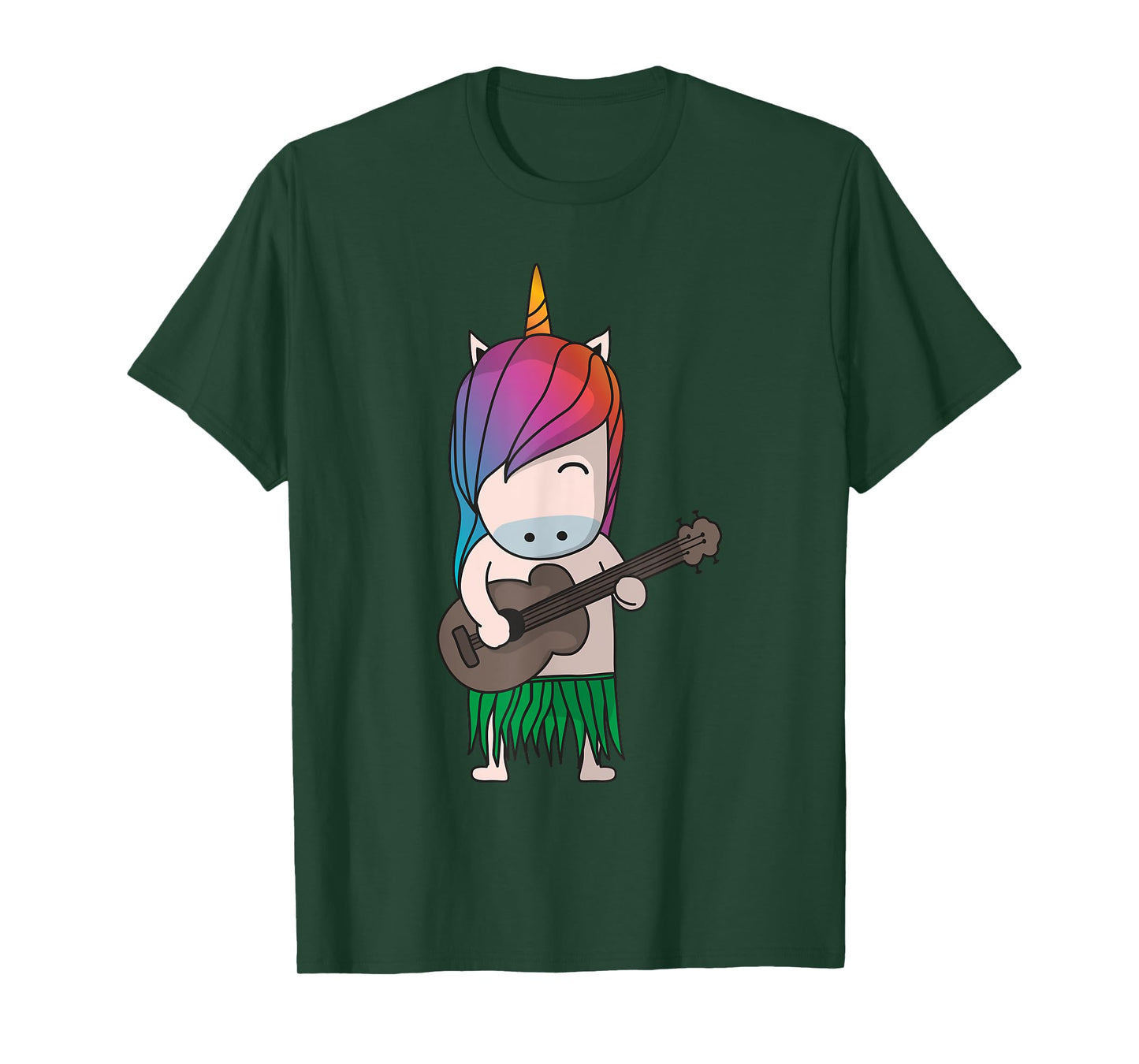 Unicorn Ukulele Luau Cute Funny Hawaii Music T-Shirt