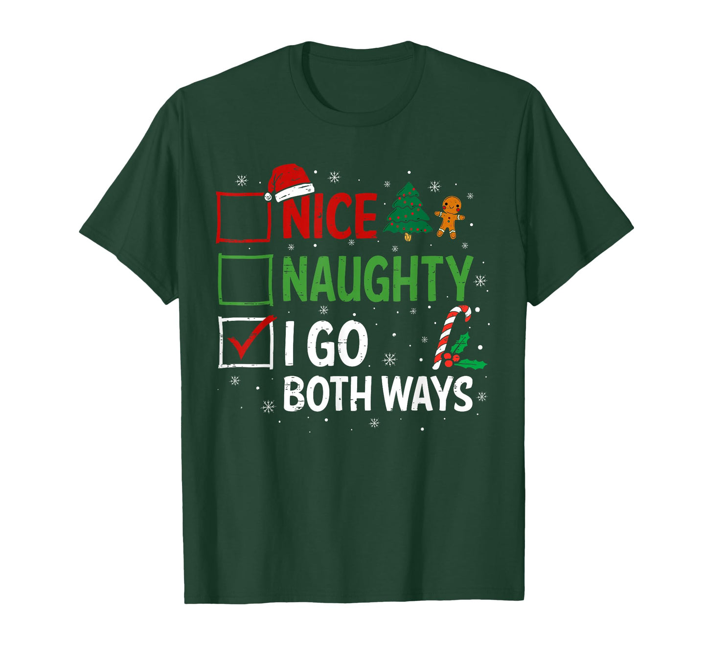 Nice Naughty I Go Both Ways Christmas Pajamas Santa Claus T-Shirt