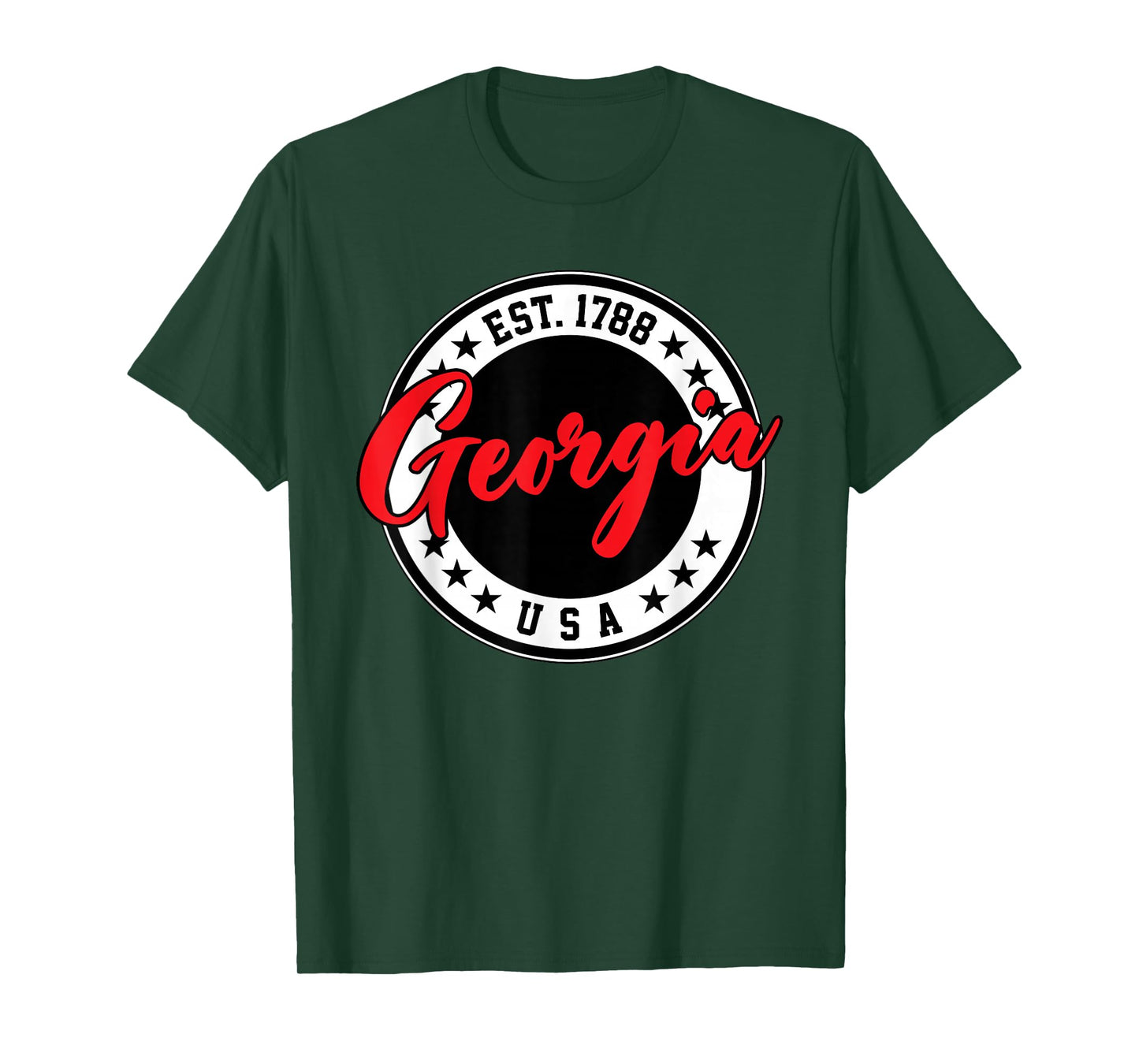 Georgia USA Script Circle Red Text T-Shirt
