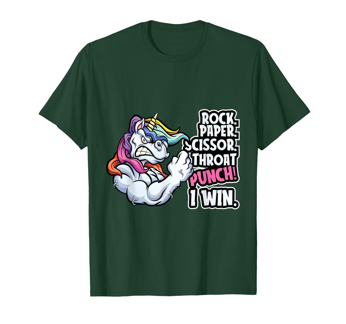 Rock Paper Throat Punch I Win - Funny Unicorn Theme Scissors T-Shirt