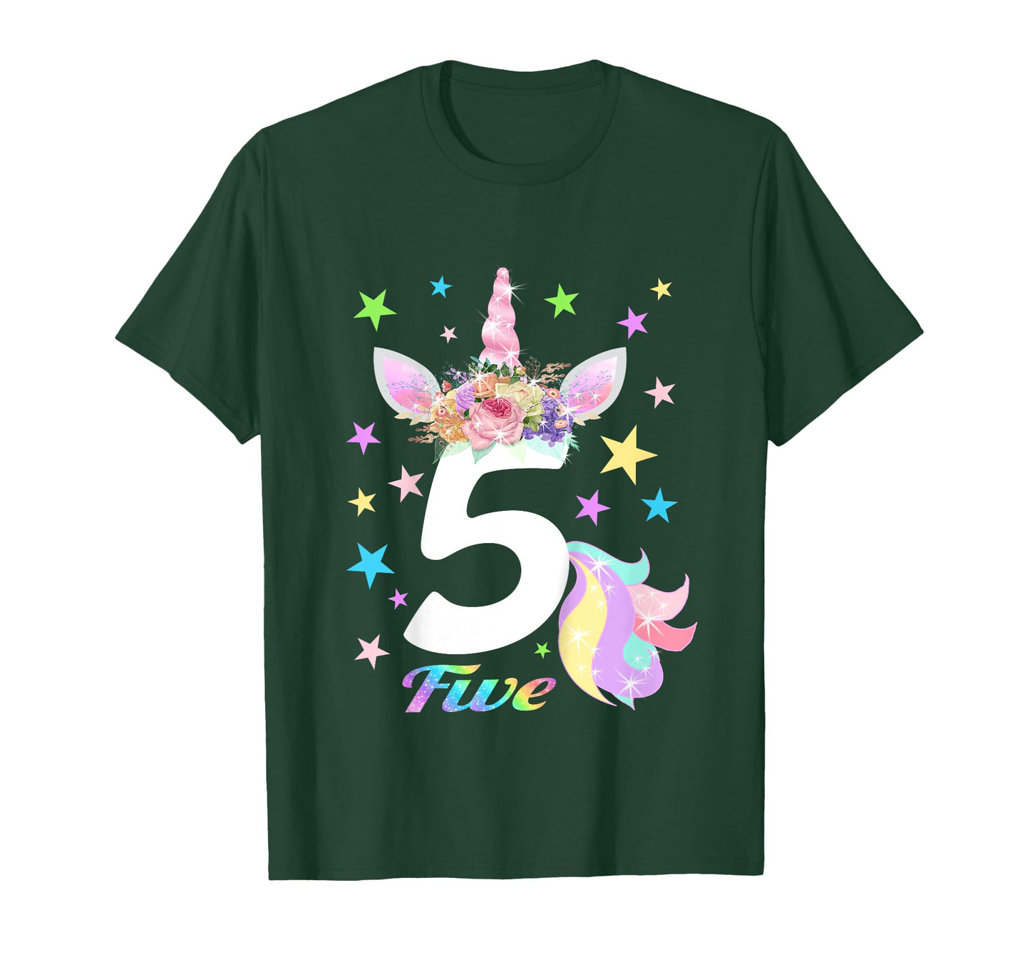 Number 5 (Five) 5th Birthday Unicorn Shirts for Girls T-Shirt