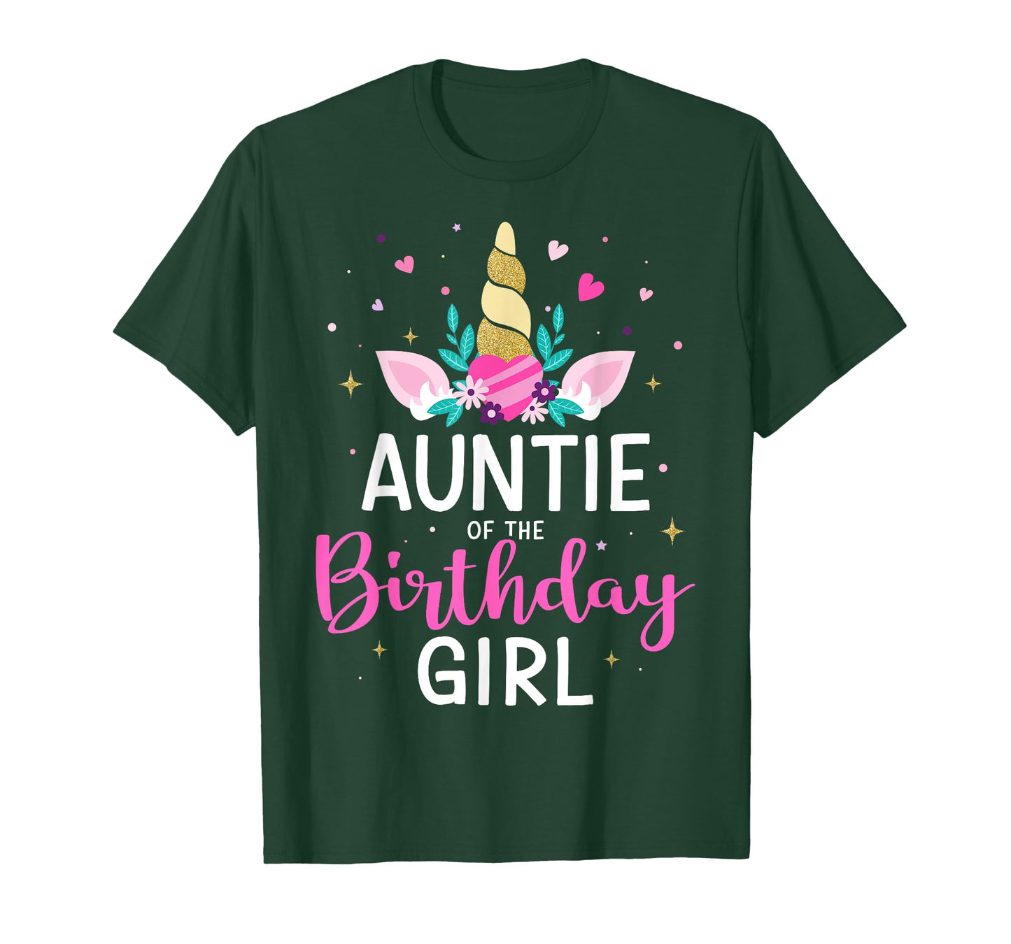 Auntie of the birthday girl matching family unicorn party T-Shirt