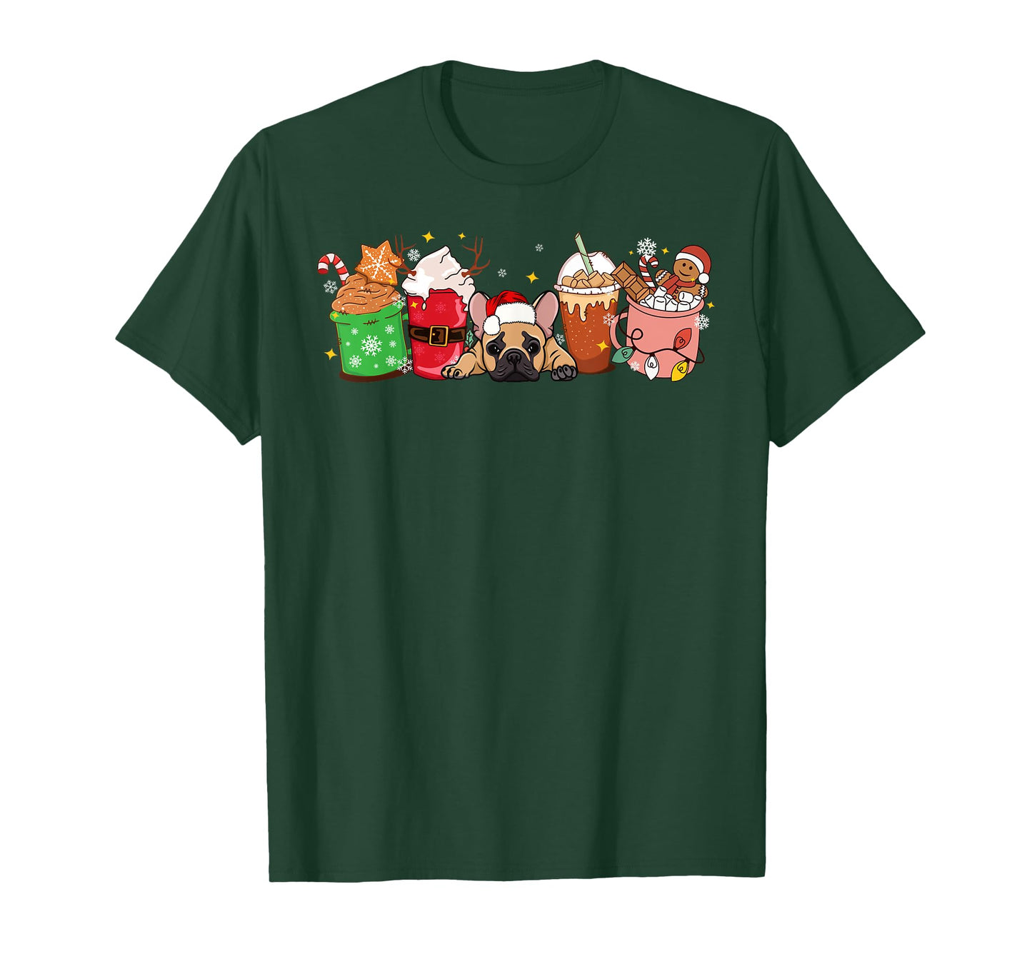 French Bulldog and Coffee Frenchie Mom Dad Xmas Christmas T-Shirt for Men Women