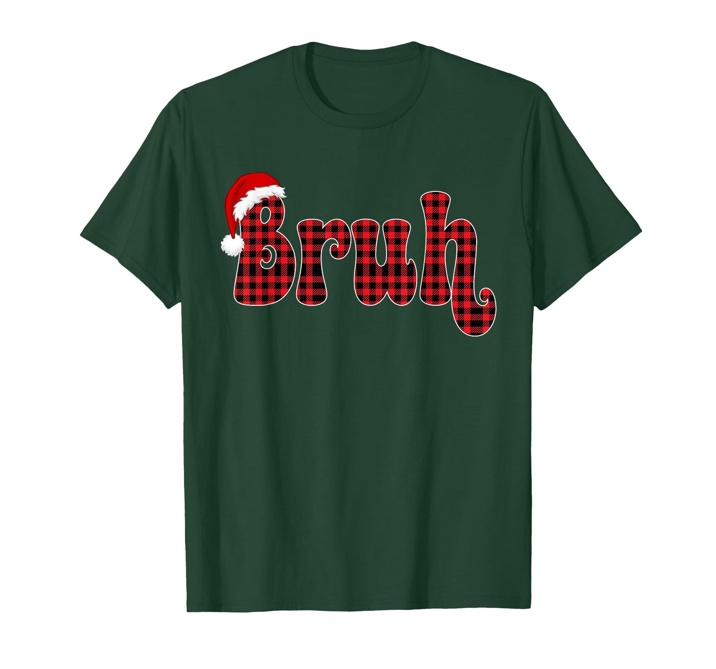 Bruh Funny Christmas Plaid Teens Boys Kids Xmas Pajamas T-Shirt