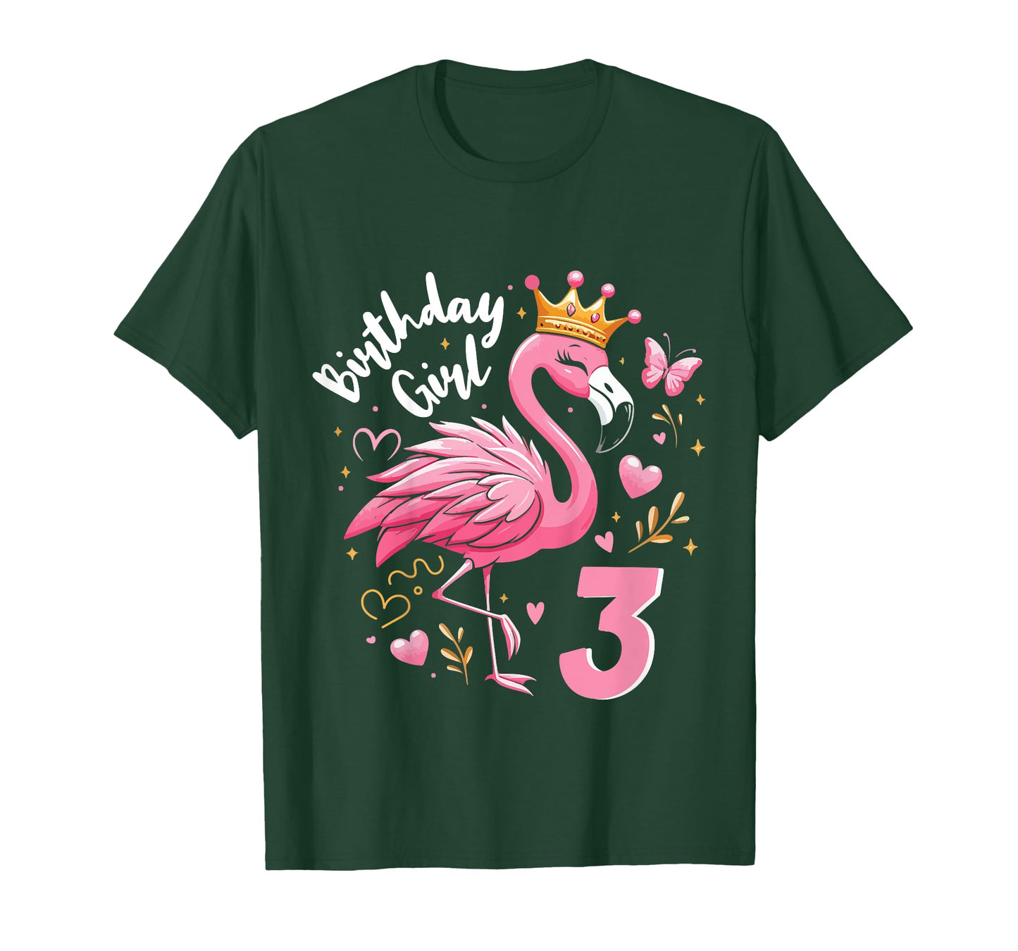 3rd Birthday Gift Flamingo Fan 3 Year Old Girls 3rd Bday T-Shirt