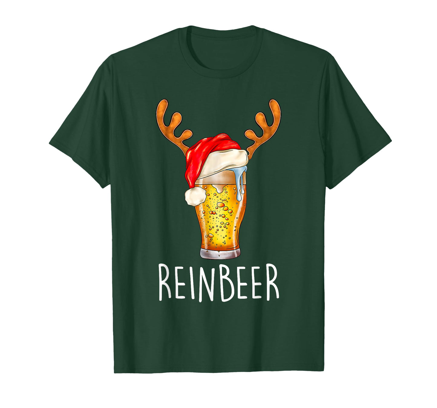 Wi-nedeer Reinbe-er Santa Hat Rei-ndeer Couple Xmas Matching T-Shirt