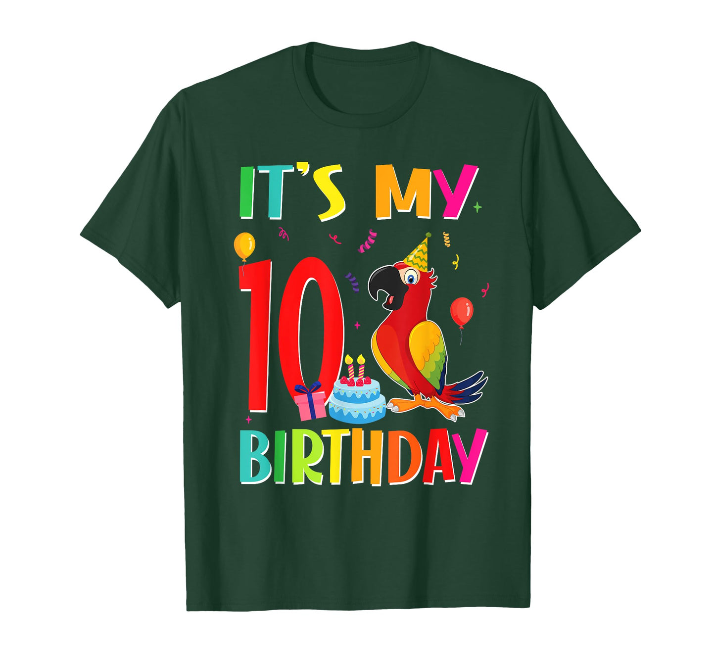 Its My 10th Birthday Parrot Bird Lover 10 Years Old T-Shirt