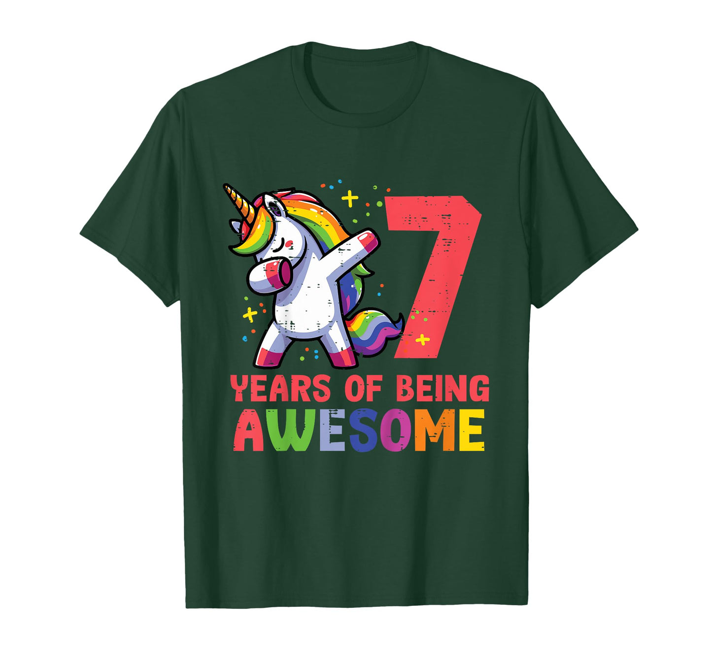 7 Years Of Being Awesome Unicorn 7th Birthday Girls Kids T-Shirt