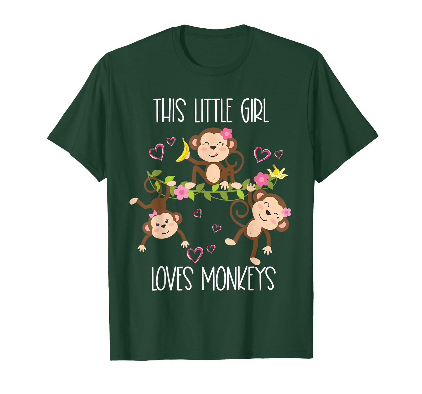 This Little Girl Loves Monkeys Cute Toddlers Kids Mom Monkey T-Shirt