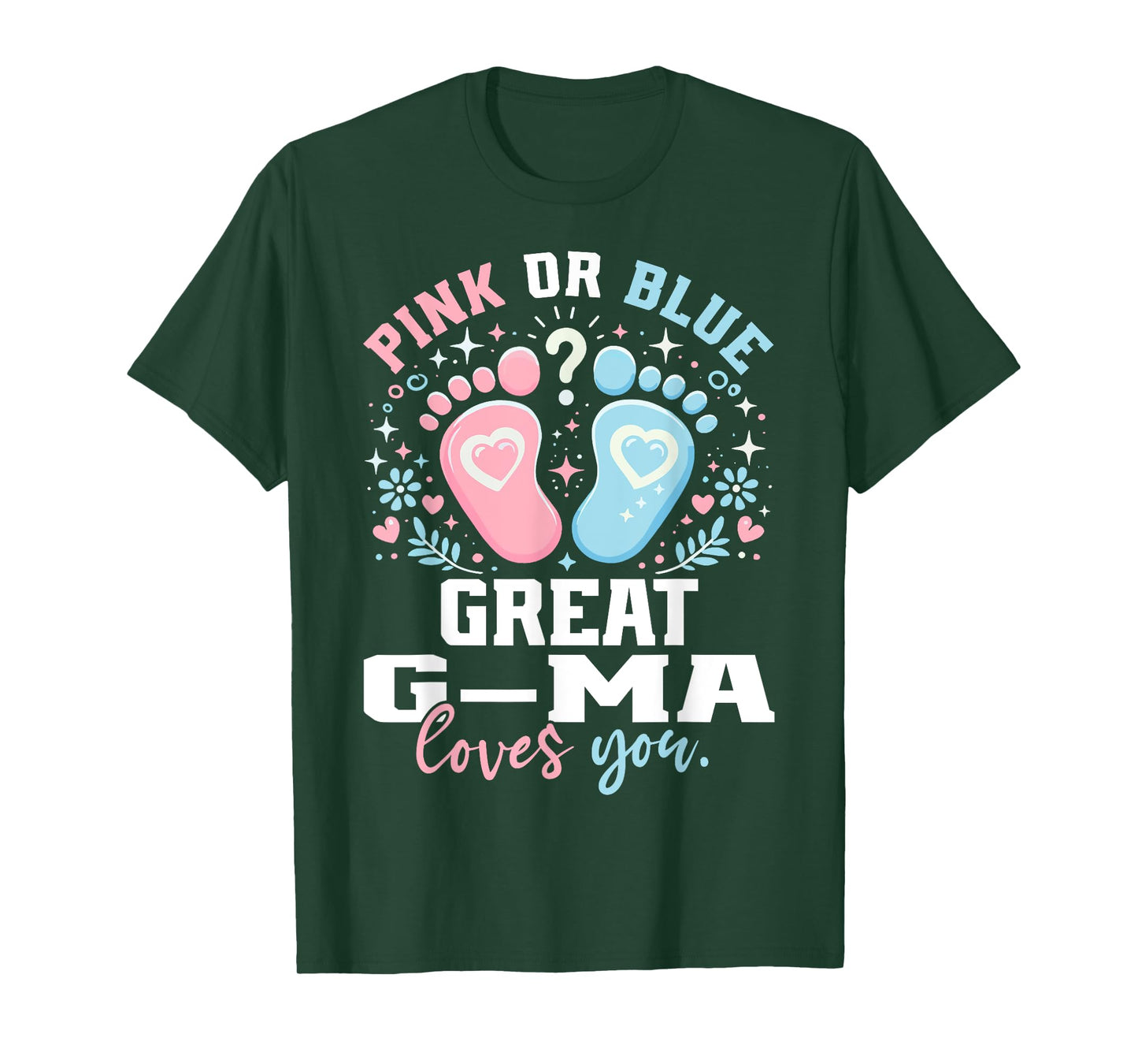 Pink or Blue Great G-Ma Footprints Gender Reveal T-Shirt