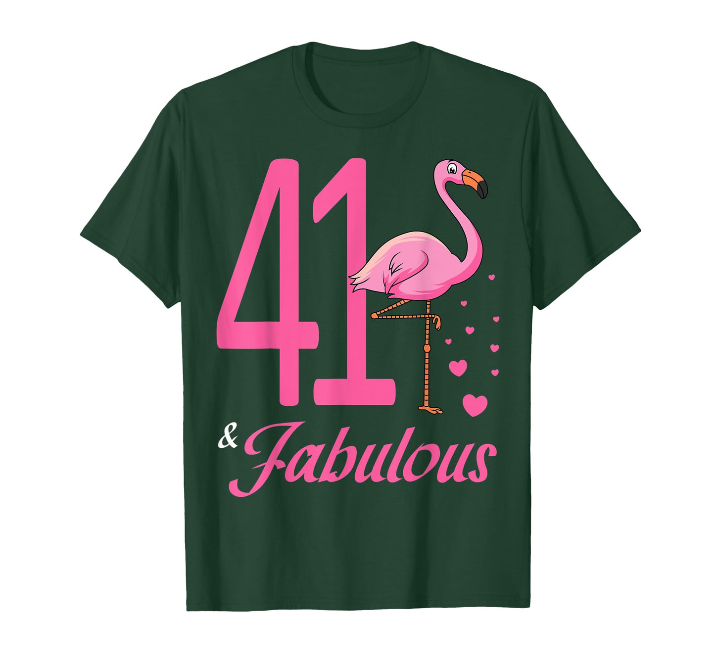 41 & Fabulous Flamingo Birthday 41st Party Celebration T-Shirt