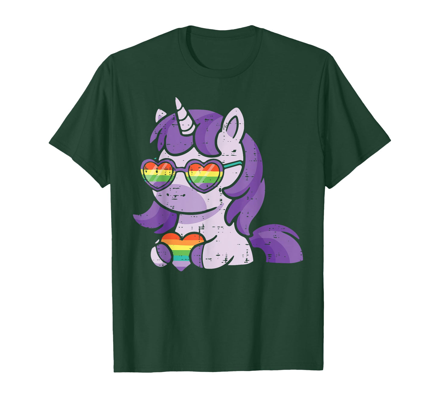 Gay Pride Month Unicorn Heart LGBTQ Ally Rainbow Women Girls T-Shirt