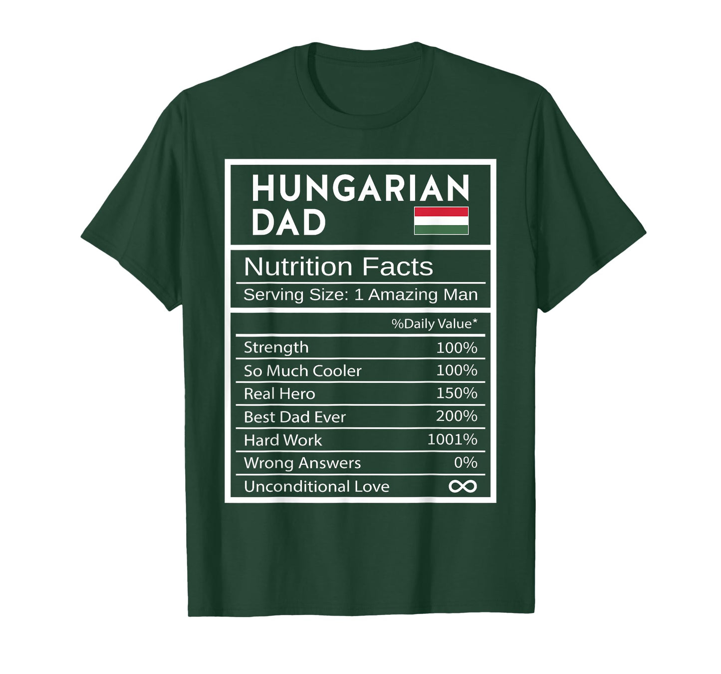 Hungarian Dad Nutrition Facts National Pride Gift For Dad T-Shirt