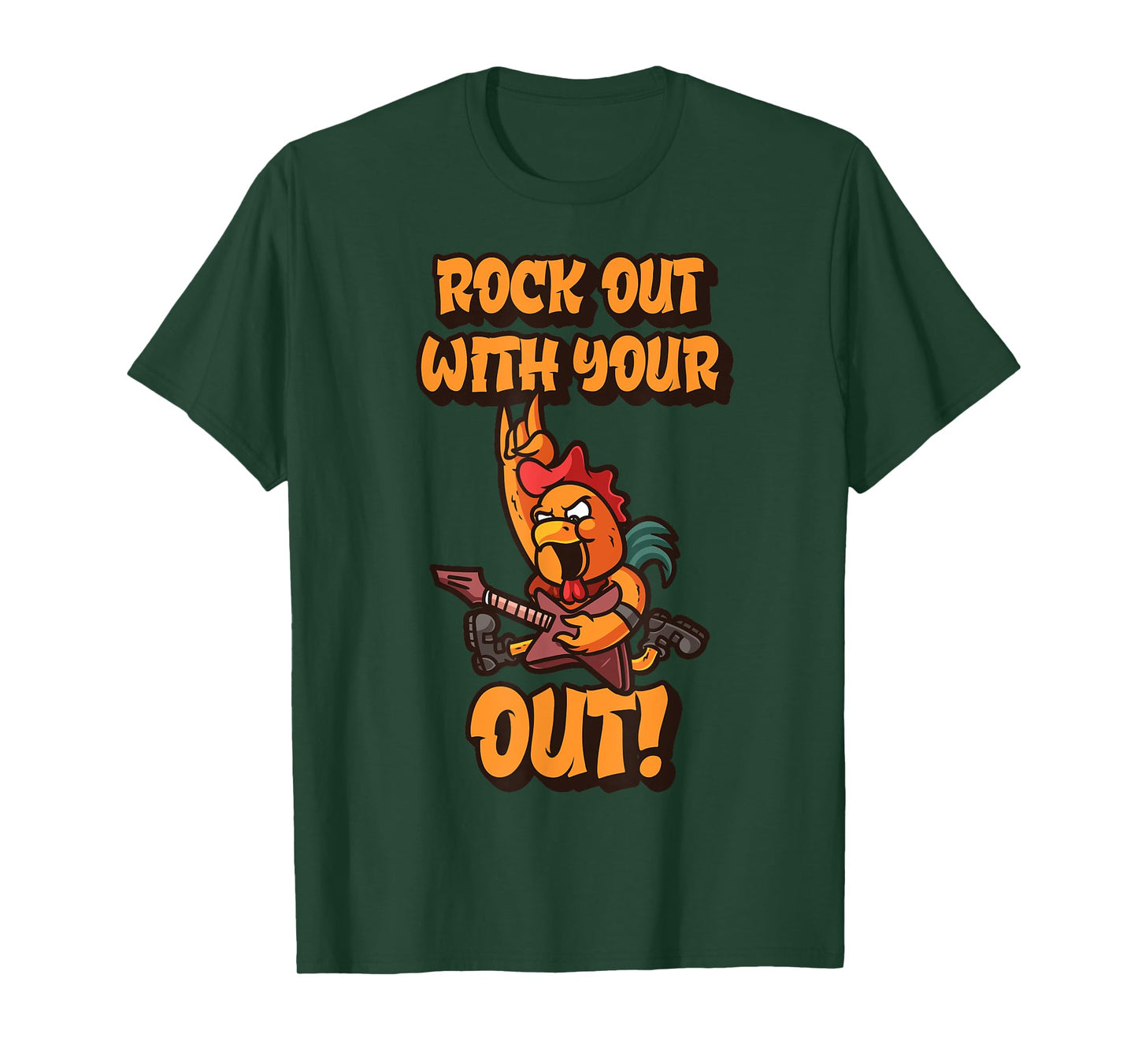 Rock Out With Your Cock Out Funny Rooster Rock N' Roll T-Shirt