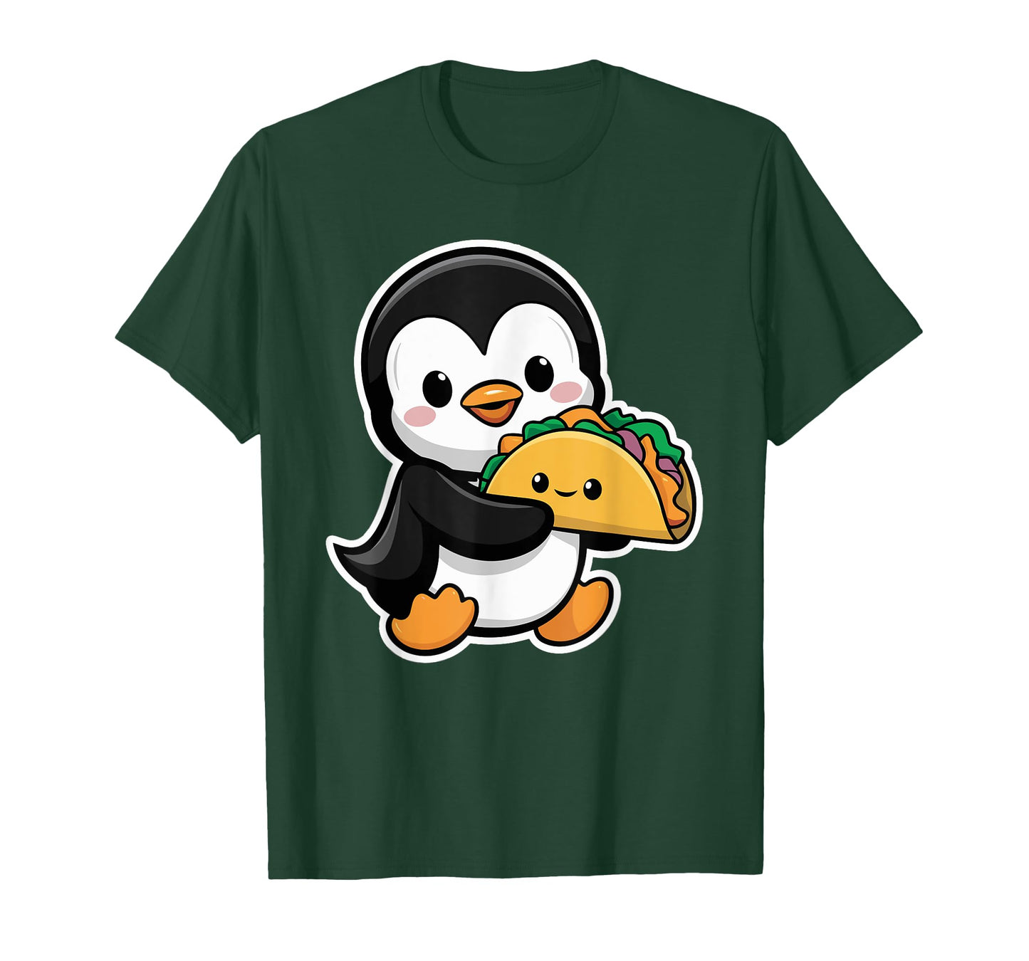 Funny Penguin Holding Taco Cute Kawaii Food Penguin T-Shirt