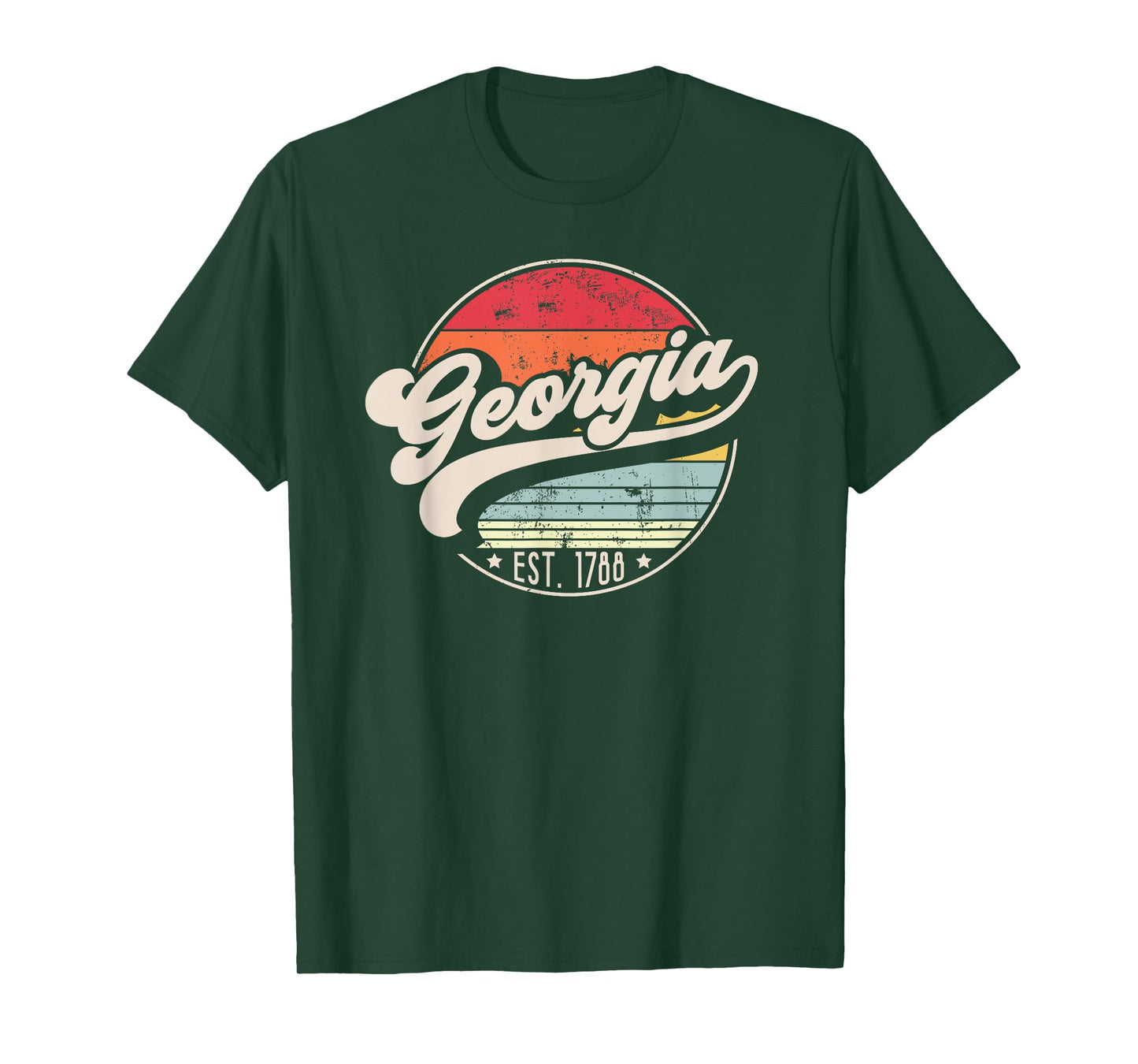 Retro Georgia Home State GA Cool 70s Style Sunset T-Shirt