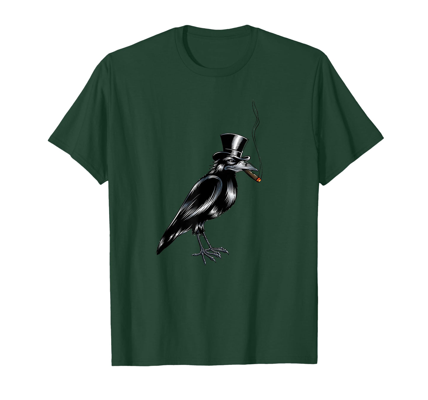 Black Crow Bird Top Hat Smoking Cigar Artwork T-Shirt